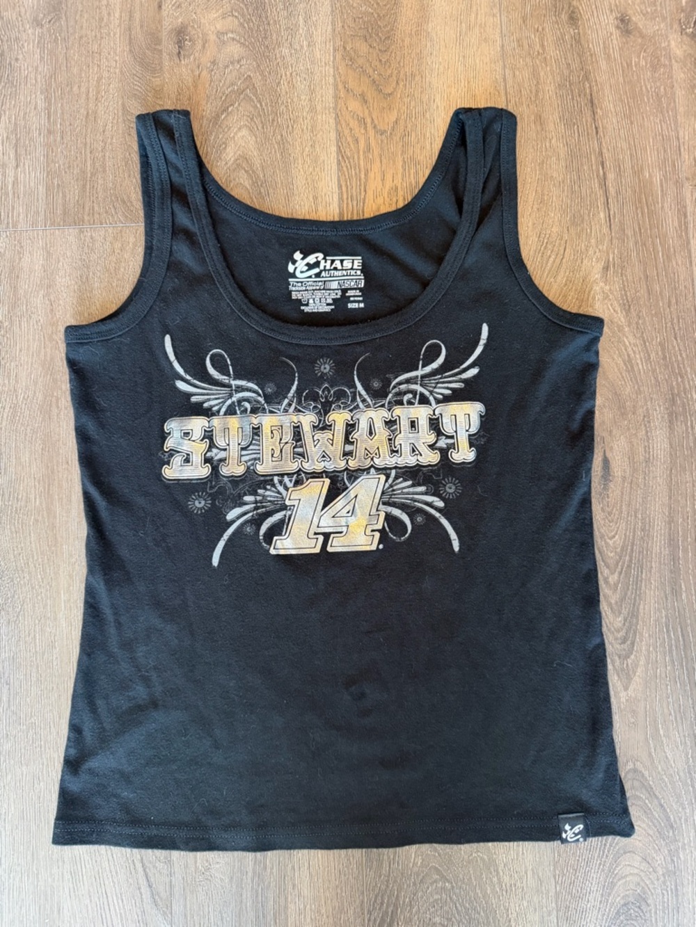 Chase Authentics Black Tank with Gold and White 'Stewart 14' Graphic
